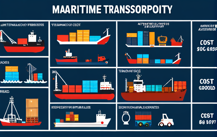 **Image Prompt for Maritime Transportation**: "An infographic illustrating the importance of maritime transportation in the global economy, highlighting its cost-effectiveness and ability to transport large volumes of goods, with visuals of cargo ships and various types of goods like agriculture, industrial products, and consumer items."
